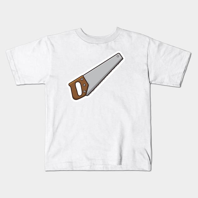 Handsaw Carpentry Tool Sticker vector illustration. Construction working equipment repair tool icon concept. Hand tools for repair building sticker design icon logo. Kids T-Shirt by AlviStudio